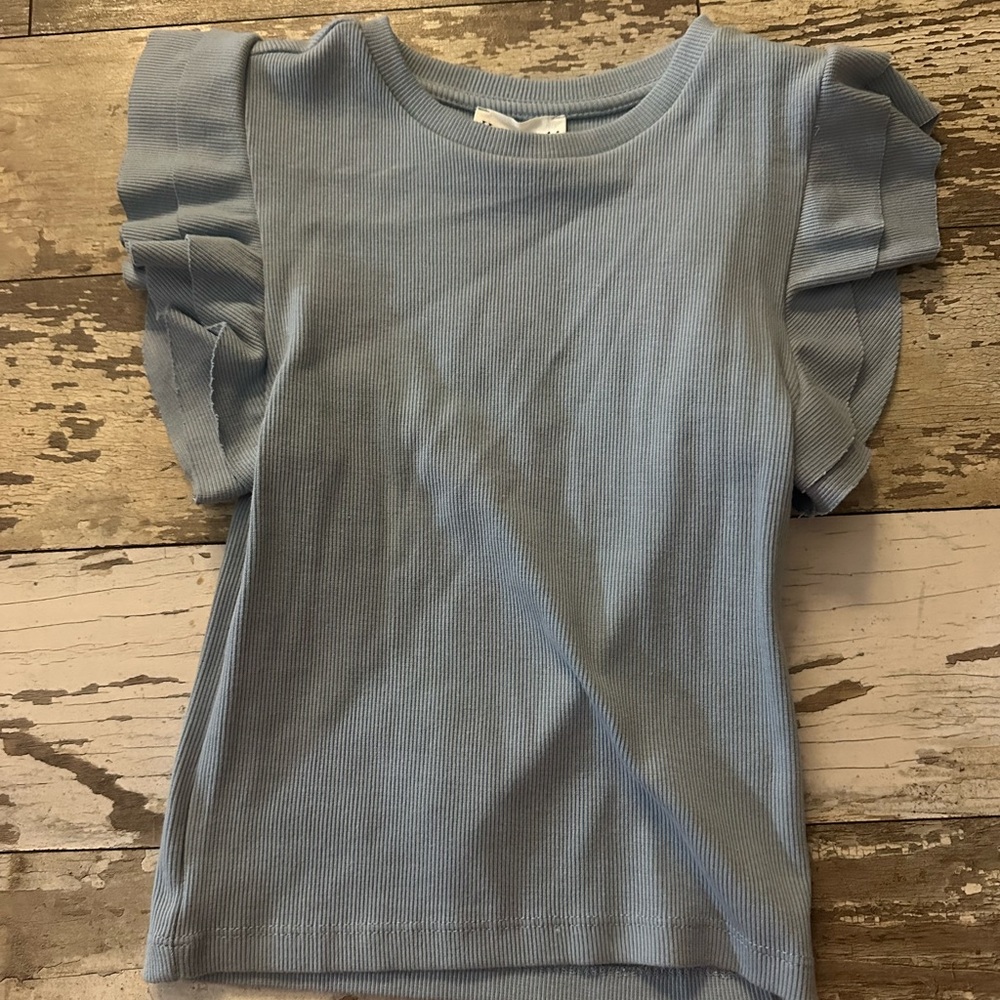 Hello Franki Blue Ruffled Kids Top